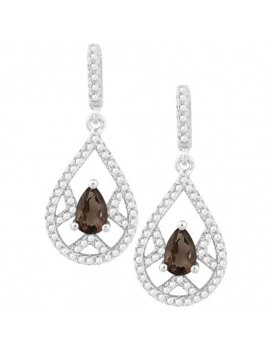 Sterling Silver Pear Quartz White Topaz Earrings soldes