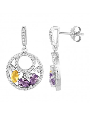 Sterling Silver Multi Pear Amethyst Earrings est présent 