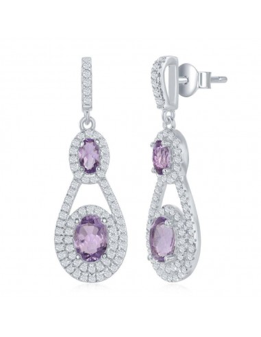 Sterling Silver Purple Oval Amethyst Earrings Par le système avancé 