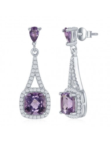 Sterling Silver Purple Square Amethyst Earrings les muscles