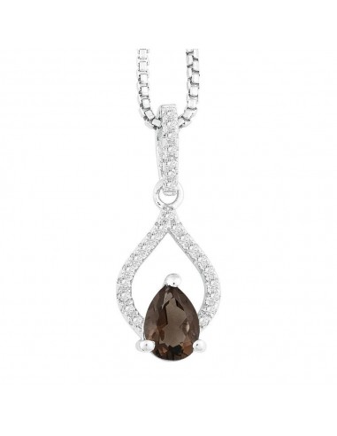 Sterling Silver Brown Pear Smoky Quartz Necklace de France