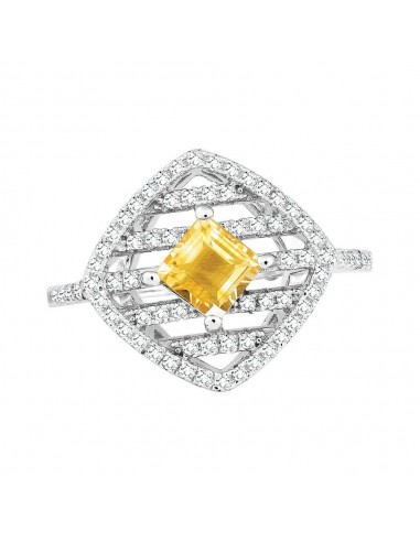 Sterling Silver Yellow Square Citrine Ring, 8 Par le système avancé 