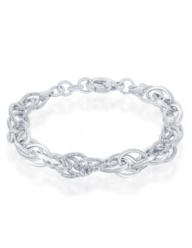 Sterling Silver Alternating Oval Linked Bracelet 2024