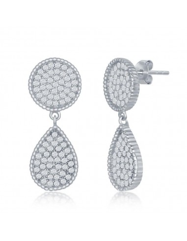 Sterling Silver Circle and Teardrop CZ Earrings de votre