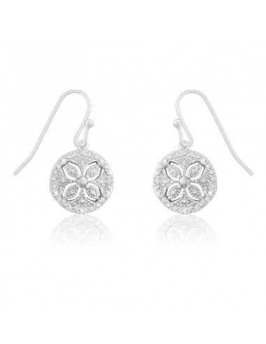 Sterling Silver Flower Cutout Diamond Earrings acheter en ligne