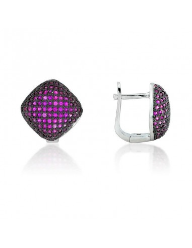 Sterling Silver Pink CZ Micro Pave Square Earrings prix pour 