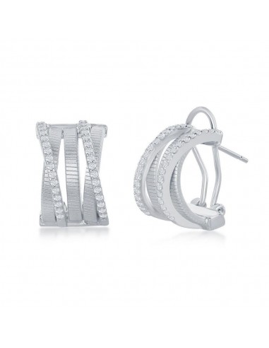 Sterling Silver Bonded with Platinum CZ Earrings solde