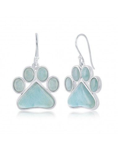 Sterling Silver Blue Larimar Paw Print Earrings 50% de réduction en Octobre 2024