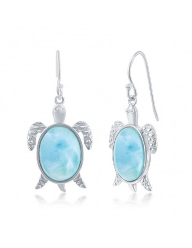 Sterling Silver Larimar Turtle Earrings Paris Déstockage Promo