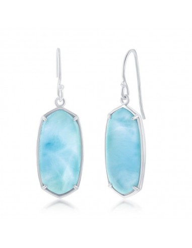 Sterling Silver Hexagon Larimar Dangle Earrings pas cher chine