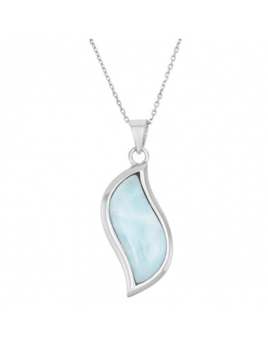 Sterling Silver Wavy Design Larimar Pendant le des métaux précieux