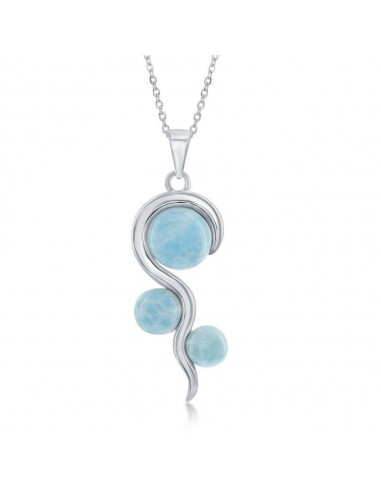 Sterling Silver Round Larimar Swirl Design Pendant Comment ça marche