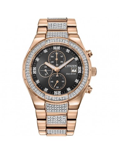 Citizen Men's Chronograph Watch - Crystal Black Dial Rose Gold Bracelet | CA0753-55E des créatures d'habitude