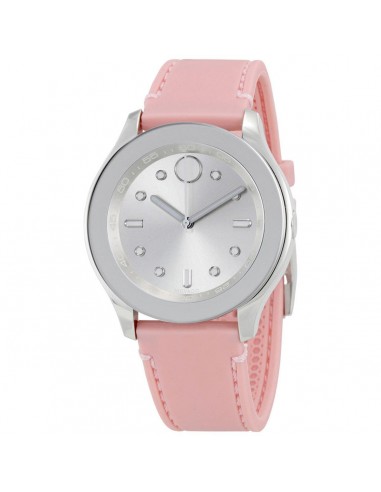 Movado Women's Quartz Watch - Bold Silver Tone Dial Pink Silicone Strap | 3600414 livraison et retour toujours gratuits