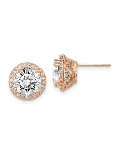 10K Tiara Collection Rose Gold Polished CZ Post Earrings suggérées chez