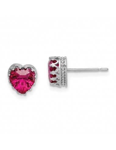 10k Tiara Collection White Gold 6mm Polished Heart Created Ruby Earrings Vous souhaitez 