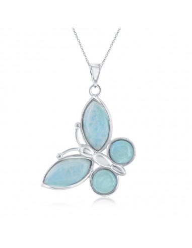 Sterling Silver Large Larimar Butterfly Pendant Comparez et commandez 