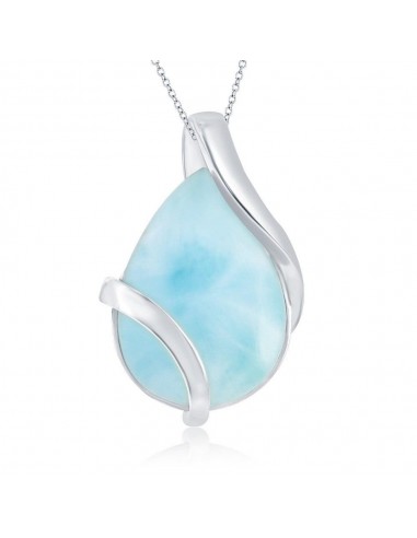 Sterling Silver Large Pear-Shaped Larimar Pendant Toutes les collections ici