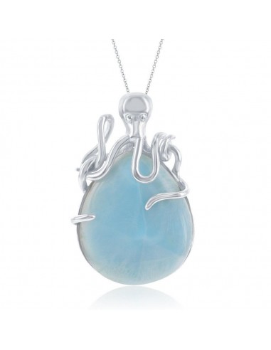 Sterling Silver Pear-Shaped Larimar Octopus Pendant outlet