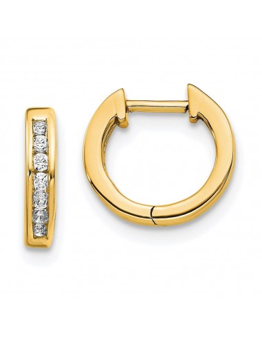 14k Gold Polished Diamond Post Hoop Earrings la colonne vertébrale