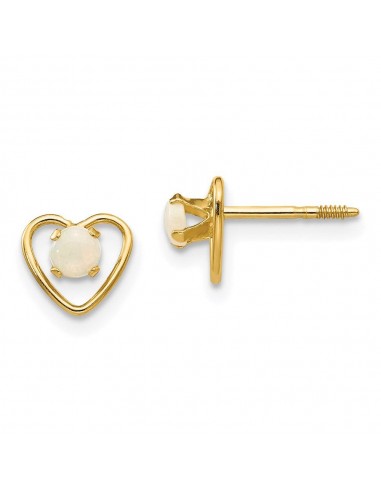 Madi K Kid's 14k  3mm Opal Birthstone Heart Earrings 50% de réduction en Octobre 2024