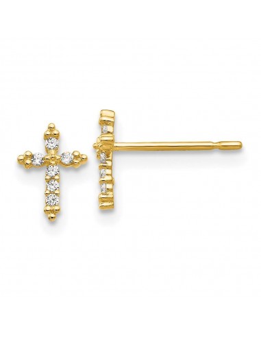 Madi K Kid's 14k  CZ  Cross Post Earrings meilleur choix