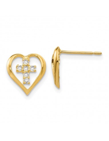 Madi K Kid's 14k  CZ  Heart Cross Post Earrings online