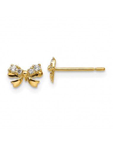 Madi K Kid's 14k  CZ  Bow Post Earrings en linge