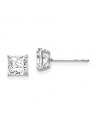 Madi K Kid's 14k White Gold  5mm Square CZ Post Earrings Economisez 