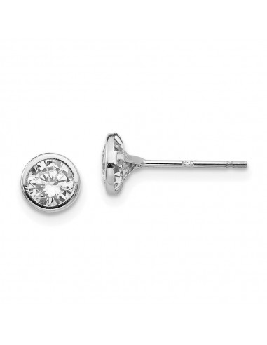 Madi K Kid's 14k White Gold  5mm Bezel Set CZ Post Earrings de votre