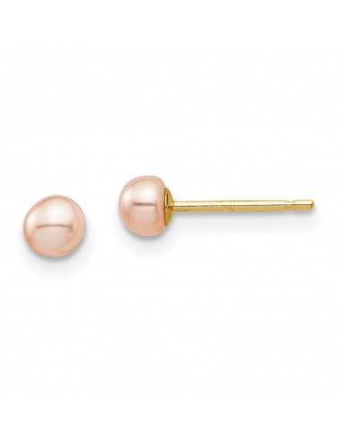 Madi K Kid's 14k  3-4mm Pink Button Freshwater Cultured Pearl Stud Post Earrings ouvre sa boutique