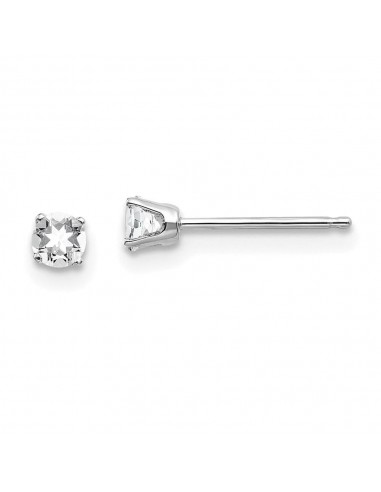 14k White Gold 3mm White Topaz Stud Earrings de la marque