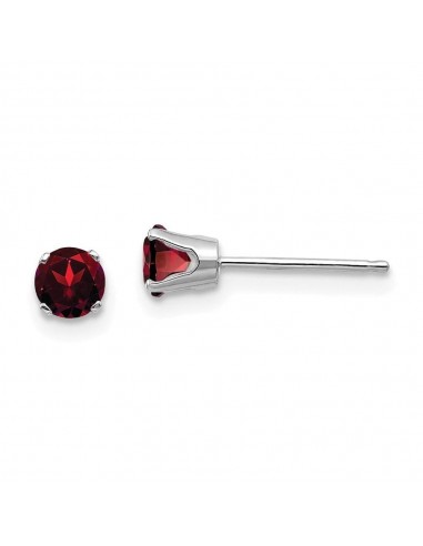 14k White Gold 4mm Garnet Stud Earrings les ctes