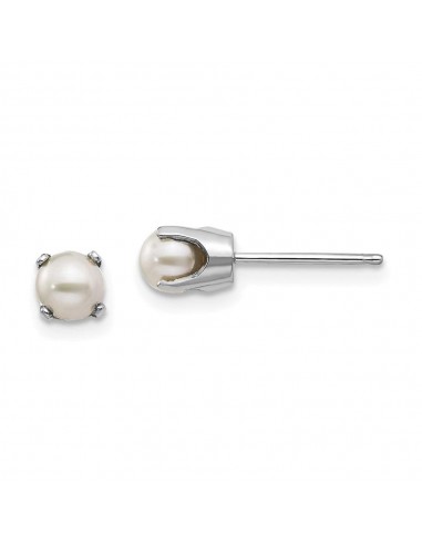 14k White Gold 4mm FW Cultured Pearl Stud Earrings vente chaude votre 