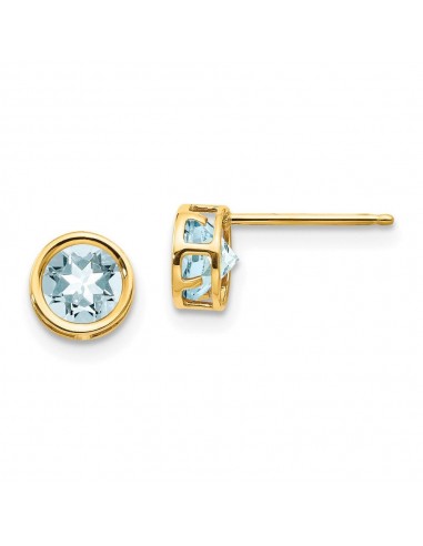 14k 5mm Bezel Aquamarine Stud Earrings à prix réduit toute l'année