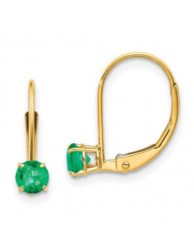 14k 4mm Round May/Emerald Leverback Earrings des créatures d'habitude