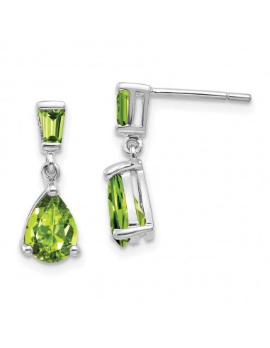 14k White Gold Peridot Dangle Post Earrings ouvre sa boutique