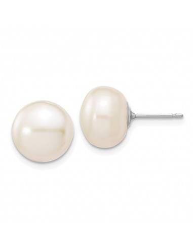 14k White Gold 10-11mmWhite Button FW Cultured Pearl Stud Post Earrings shop