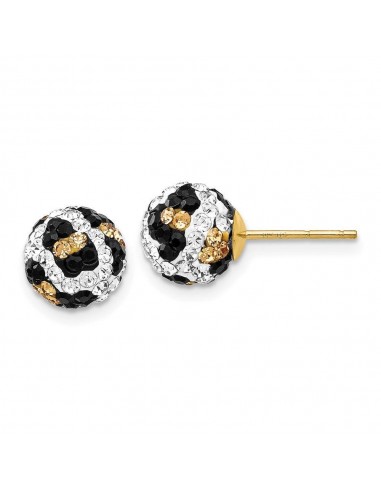 14k Crystal Leopard White Black Yellow 8mm Post Earrings les ligaments