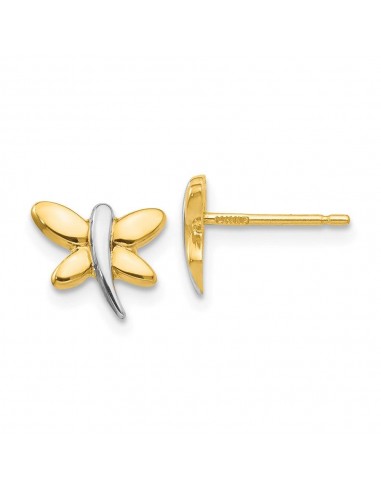 14k with Rhodium Polished Dragonfly Post Earrings Economisez 