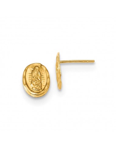 14k Polished Our Lady of Guadalupe Post Earrings pas chere