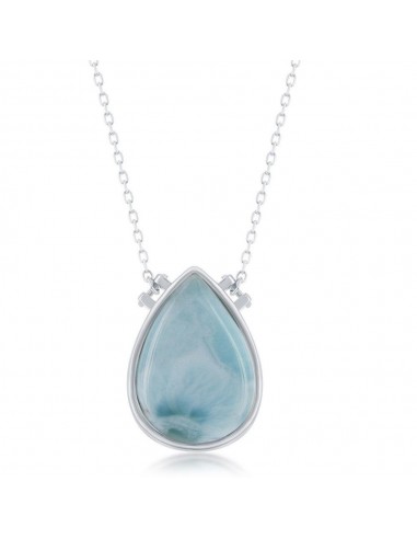 Sterling Silver Pear Shaped Larimar Necklace En savoir plus