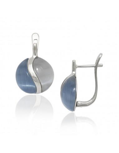 Sterling Silver Dark and Light Blue Cat's Eye Earrings votre