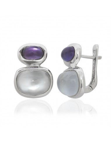 Sterling Silver Doublet MOP and Amethyst Earrings Véritable concentré