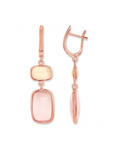 Sterling Silver RG Champagne and Sakura Pink Cat's Eye Earrings d'Europe débarque