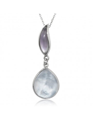 Sterling Silver Doublet Teardrop & Amethyst Cat's Eye Necklace chez Cornerstreet bien 