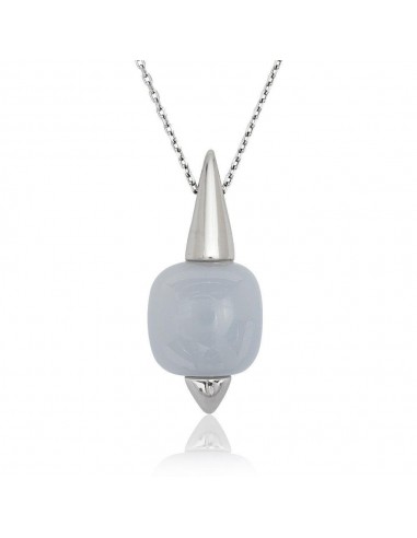 Sterling Silver Blue Chalcedony Necklace Livraison rapide