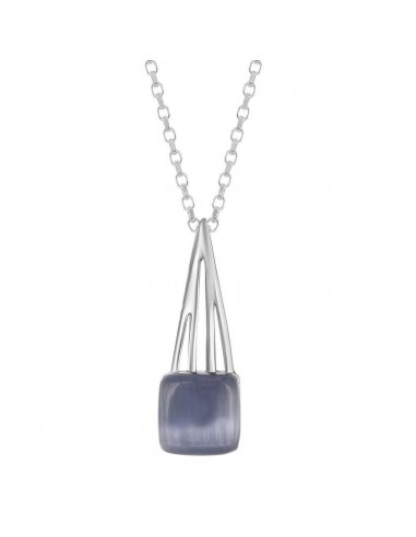 Sterling Silver Dark Blue-Grey Cat's Eye Pendant Necklace shop