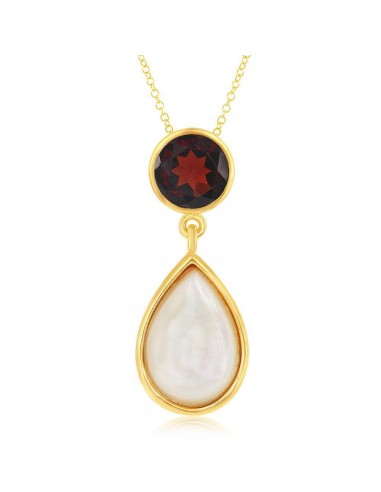 Sterling Silver GP Garnet with Mother of Pearl Pendant l'évolution des habitudes 