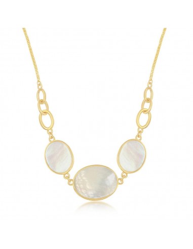 Sterling Silver GP Mother of Pearl Triple Oval Linked Necklace le concept de la Pate a emporter 